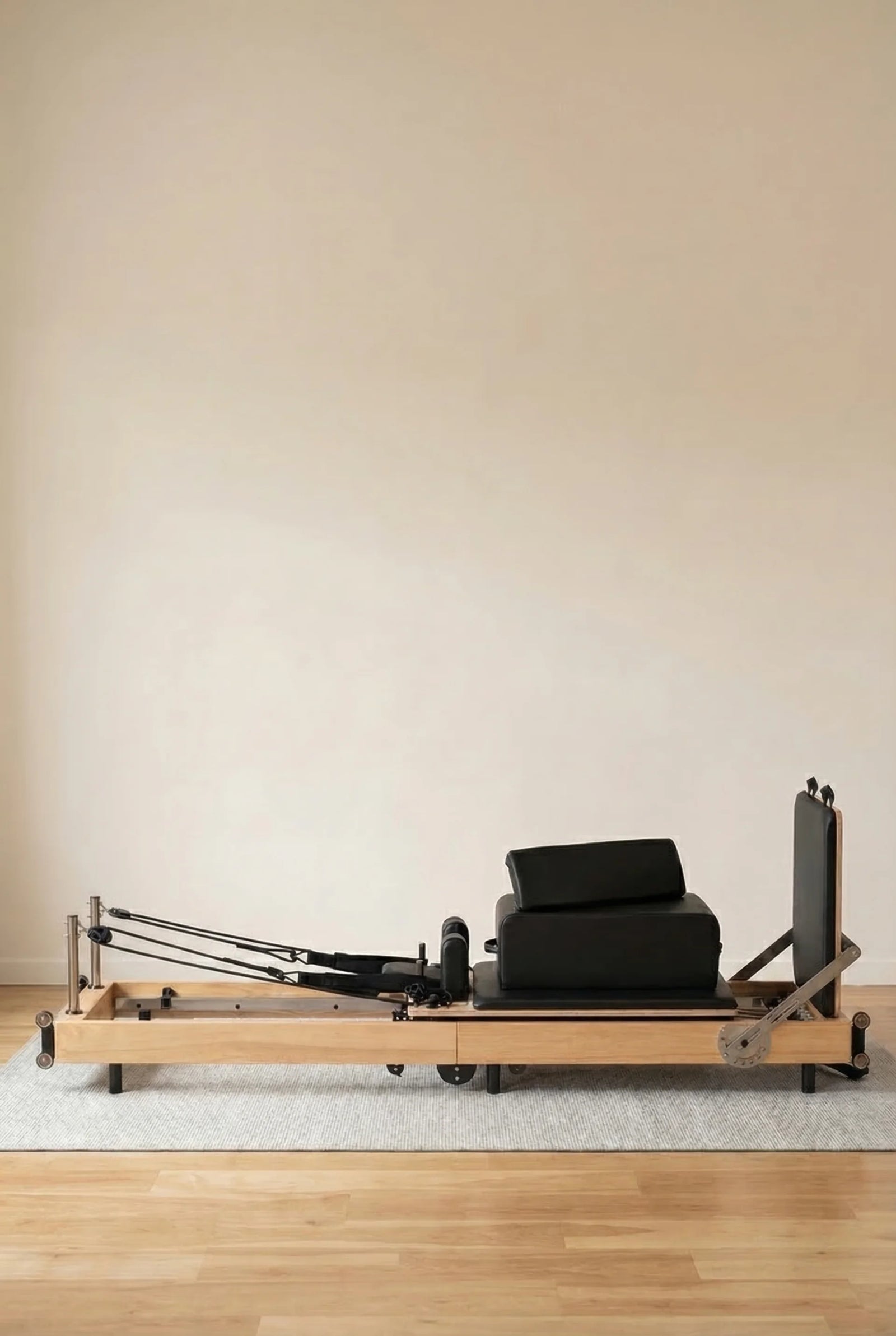 Moko foldable Pilates reformer for home use with premium upholstery