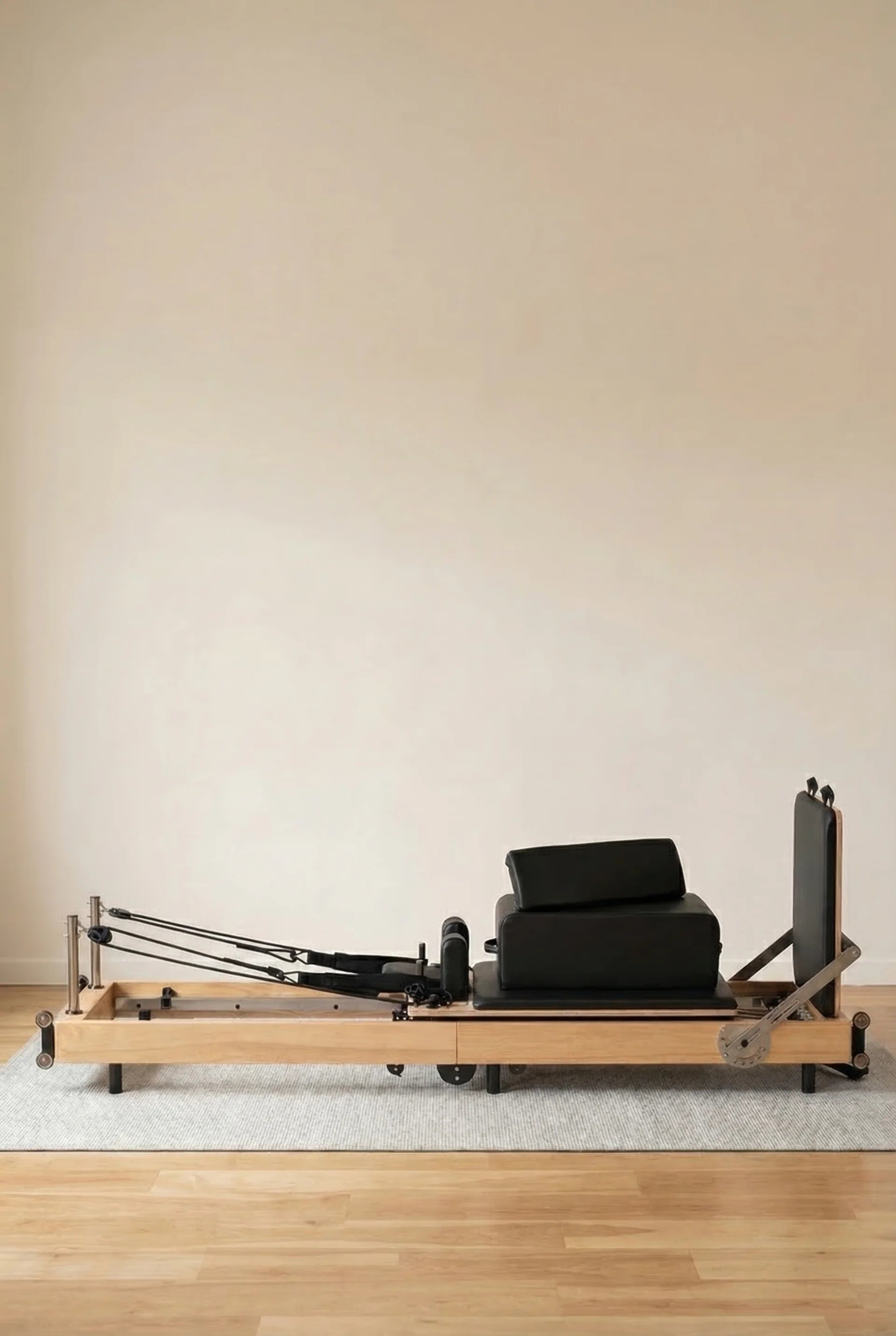 Moko foldable Pilates reformer for home use with premium upholstery